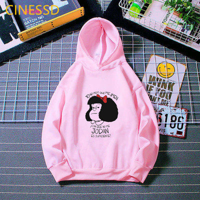 Harajuku Kawaii Παιδικά Mafalda Print Παιδικά Φούτερ Λευκό Ροζ Κίτρινο Φούτερ με κουκούλα για κορίτσια Hick Χειμερινά ρούχα από φλις μπλουζάκια