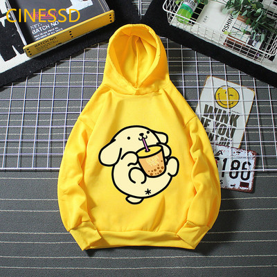 Amuzant Pompompurin Love Boba Animal Print Hoodie Haine pentru baieti Iarna Fete Top Galben Unisex Copii Adolescenti Hanorac dragut