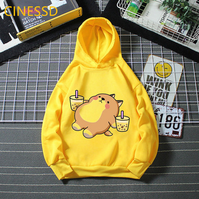 Αστεία Pompompurin Love Boba Animal Print Hoodie Βρεφικά αγόρια Ρούχα Χειμερινά Κορίτσια Κορυφαία Κίτρινα Unisex Παιδικά Εφηβικά Χαριτωμένα φούτερ
