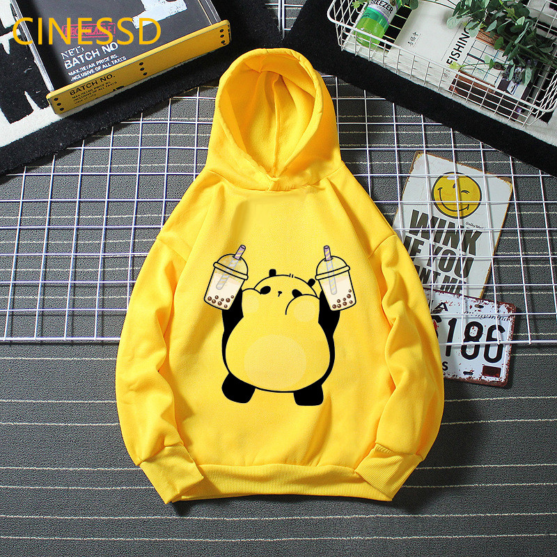 Забавен Pompompurin Love Boba Animal Print Hoodie Бебешки дрехи за момчета Зимно горнище за момичета Жълт унисекс детски тийнейджърски сладък суичър