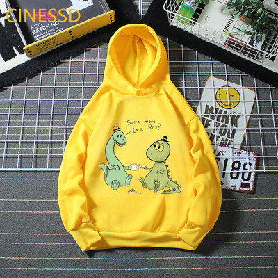 Tea-Rex Dinosaur Print Cartoon Hoody για κορίτσια/αγόρια Παιδικά ρούχα Harajuku Kawaii γραφικά φούτερ Χειμερινά παιδικά ρούχα με κουκούλα