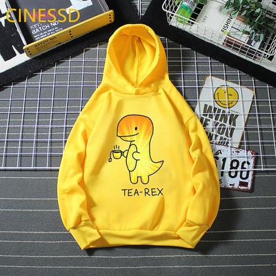 Tea-Rex Dinosaur Print Cartoon Hoody για κορίτσια/αγόρια Παιδικά ρούχα Harajuku Kawaii γραφικά φούτερ Χειμερινά παιδικά ρούχα με κουκούλα