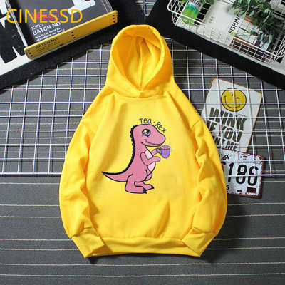 Tea-Rex Dinosaur Print Cartoon Hoody για κορίτσια/αγόρια Παιδικά ρούχα Harajuku Kawaii γραφικά φούτερ Χειμερινά παιδικά ρούχα με κουκούλα
