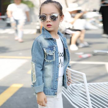 2-12Yrs Girls Denim Coat Бебешки дрехи за момичета Пролетна бродерия Детско дънково яке Пайети Little Beauty Design Детско връхно облекло