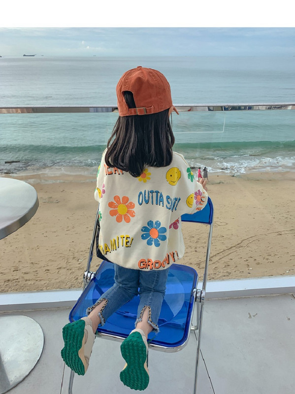 Пролет Есен Детски памучен прекрасен суичър с флорални мотиви Бебешки пуловер Пуловер Джъмпер Детски екипи Студентски анцуг Горнища 1-2 години