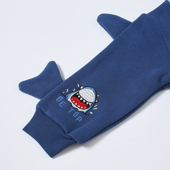 TUONXYE Зимни суичъри с дълги ръкави за момчета Кадифени сладки карикатури с бродерия на акула Меки памучни дрехи за бебешки детски пуловери