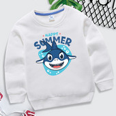 Happy Summer print Baby Boy Hoodie 2023 Kawaii Shark άνοιξη φθινόπωρο Παιδικά ρούχα για κορίτσια Casual φούτερ κινουμένων σχεδίων Πουλόβερ ζώων