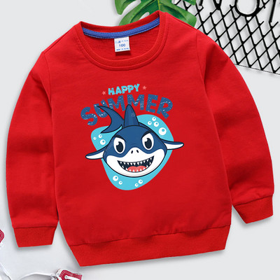 Happy Summer print Baby Boy Hoodie 2023 Kawaii Shark άνοιξη φθινόπωρο Παιδικά ρούχα για κορίτσια Casual φούτερ κινουμένων σχεδίων Πουλόβερ ζώων