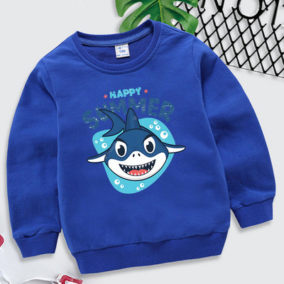 Happy Summer print Baby Boy Hoodie 2023 Kawaii Shark άνοιξη φθινόπωρο Παιδικά ρούχα για κορίτσια Casual φούτερ κινουμένων σχεδίων Πουλόβερ ζώων