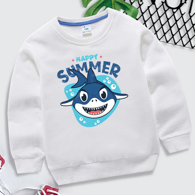 Happy Summer print Baby Boy Hoodie 2023 Kawaii Shark άνοιξη φθινόπωρο Παιδικά ρούχα για κορίτσια Casual φούτερ κινουμένων σχεδίων Πουλόβερ ζώων