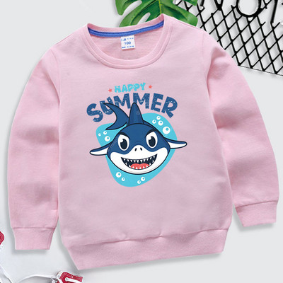 Happy Summer print Baby Boy Hoodie 2023 Kawaii Shark άνοιξη φθινόπωρο Παιδικά ρούχα για κορίτσια Casual φούτερ κινουμένων σχεδίων Πουλόβερ ζώων