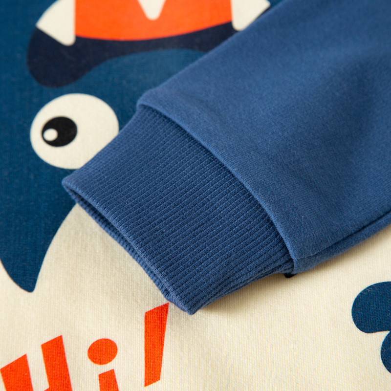 TUONXYE Есенни суичъри за момчета с дълъг ръкав Карикатура 3D модел на чудовище Мек памучен клас A Детски пуловерни дрехи 2-9 години