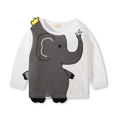 27 Kids Boys Παιδικά T-shirts Φθινοπωρινό Cartoon Elephant Pattern Παιδικά πουκάμισα Casual Crew Neck για μακρυμάνικα επάνω βρεφικά ρούχα