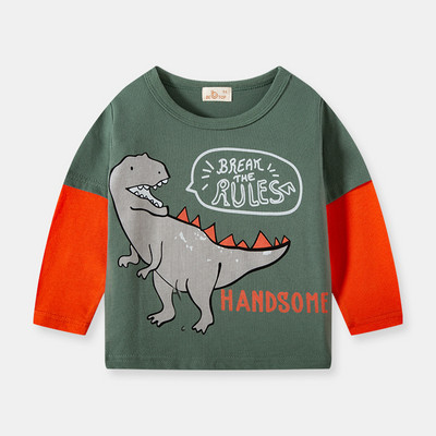 27 Kids Boys Παιδικά T-shirts Φθινοπωρινό Cartoon Elephant Pattern Παιδικά πουκάμισα Casual Crew Neck για μακρυμάνικα επάνω βρεφικά ρούχα