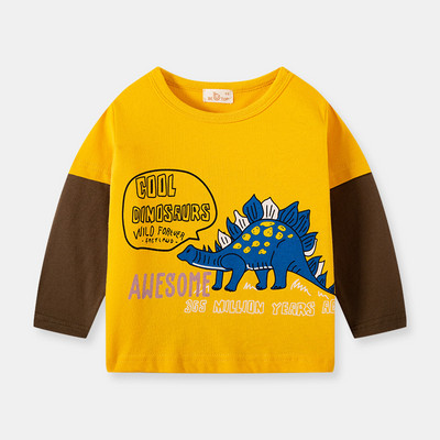 27 Kids Boys Παιδικά T-shirts Φθινοπωρινό Cartoon Elephant Pattern Παιδικά πουκάμισα Casual Crew Neck για μακρυμάνικα επάνω βρεφικά ρούχα