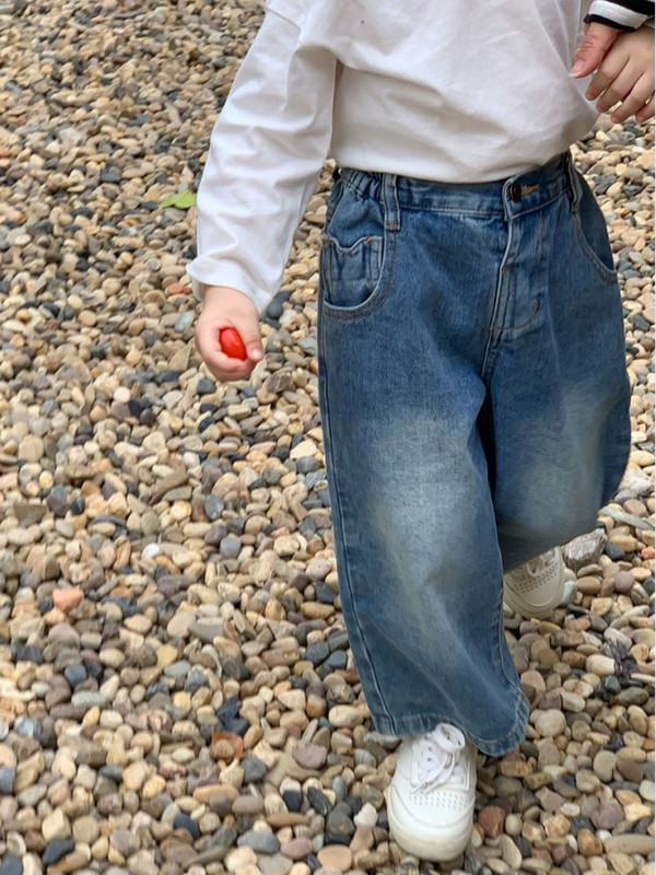 2023 Корейски нови есенни детски дънки Свободни ежедневни универсални панталони за момичета Пролетно и есенно облекло