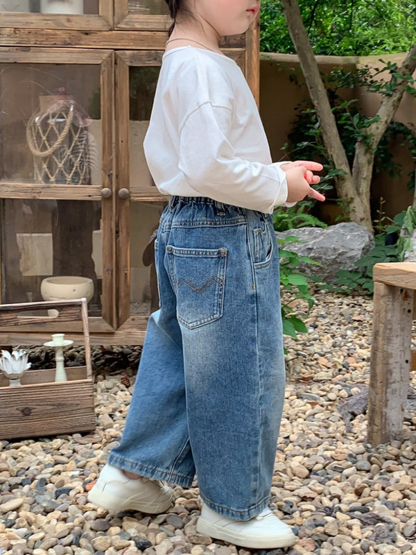 2023 Корейски нови есенни детски дънки Свободни ежедневни универсални панталони за момичета Пролетно и есенно облекло