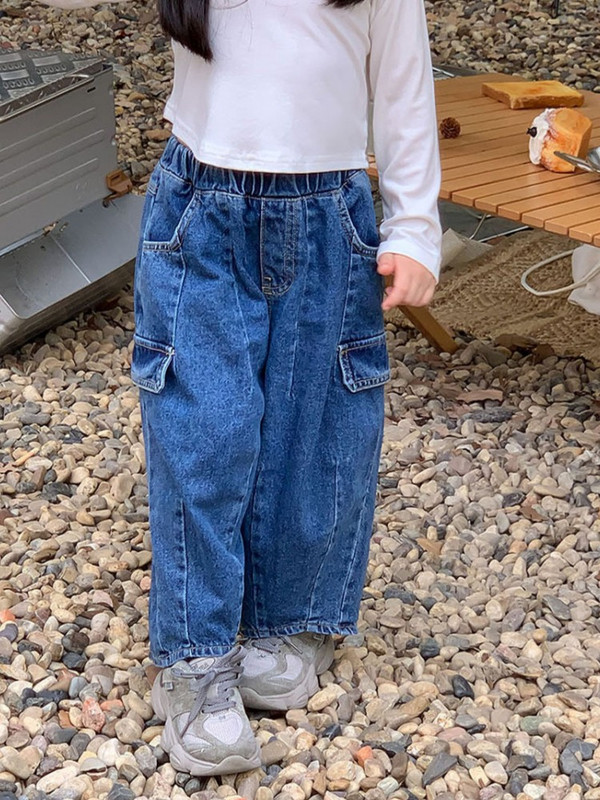 Детски панталони 2023 Есен Ново корейско издание Детски работни дънки Ежедневни свободни панталони за момичета Пролет и есен