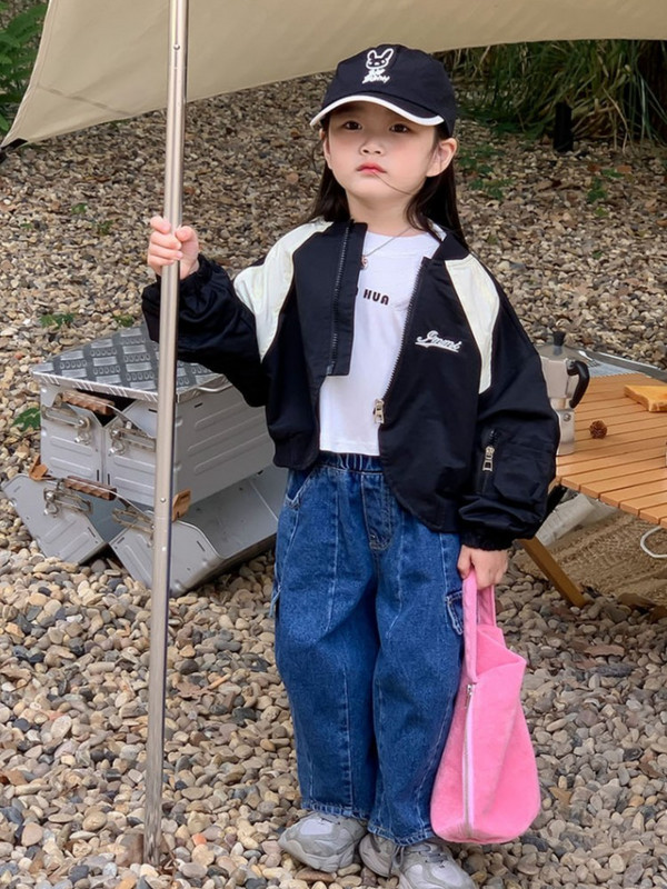 Детски панталони 2023 Есен Ново корейско издание Детски работни дънки Ежедневни свободни панталони за момичета Пролет и есен