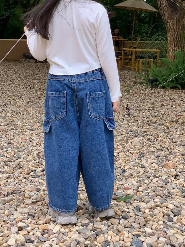 Детски панталони 2023 Есен Ново корейско издание Детски работни дънки Ежедневни свободни панталони за момичета Пролет и есен