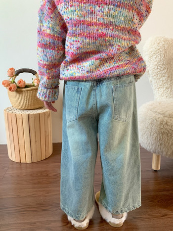 Детско облекло Корейски ретро дънки 2023 Есен Нови момчета и момичета Западни панталони Бебешки панталони