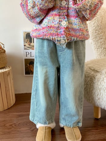 Детско облекло Корейски ретро дънки 2023 Есен Нови момчета и момичета Западни панталони Бебешки панталони
