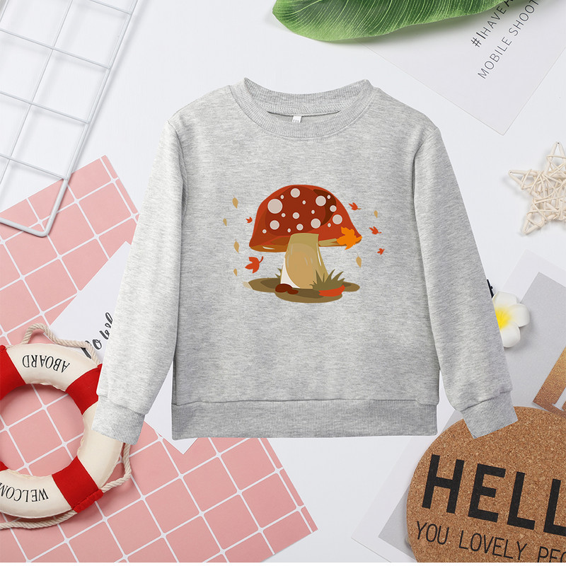 Креативност Популярен принт с гъба Графика Летни нови бебета Момичета Момчета Горни дрехи Универсални детски суичъри в стил Y2K