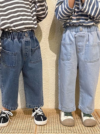 Детски момичета Дънки Пролет Есен Деним за бебе момиче Широки дънки Детски връхни дрехи Дълги панталони Тийнейджърско облекло за момичета Корейски