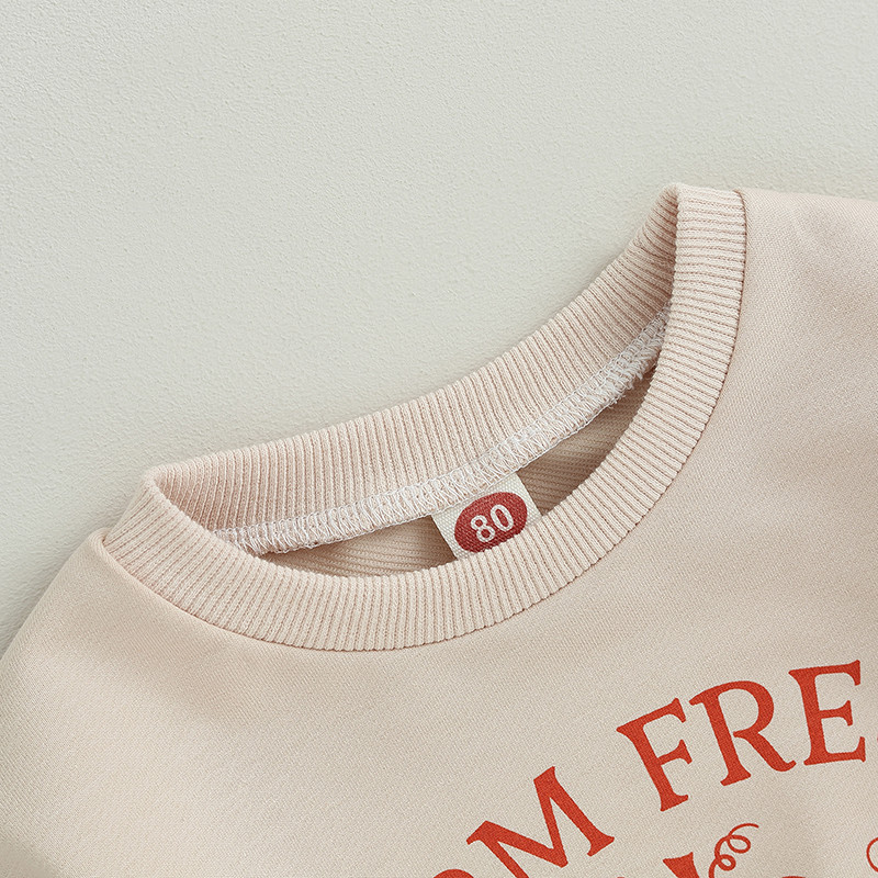 2023-07-16 Lioraitiin 0-5Years Детски суитшърт за момче и момиче с дълъг ръкав и деколте, суичър с тиква с букви и щампа Хелоуин Дрехи