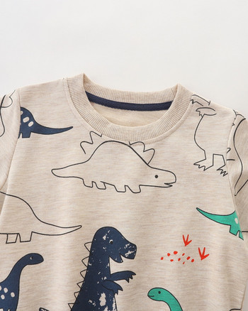 Little maven Детски суичъри за момчета с щампи на анимационни динозаври Момчета с дълъг ръкав за 7 години Детски дрехи Есенни детски ризи
