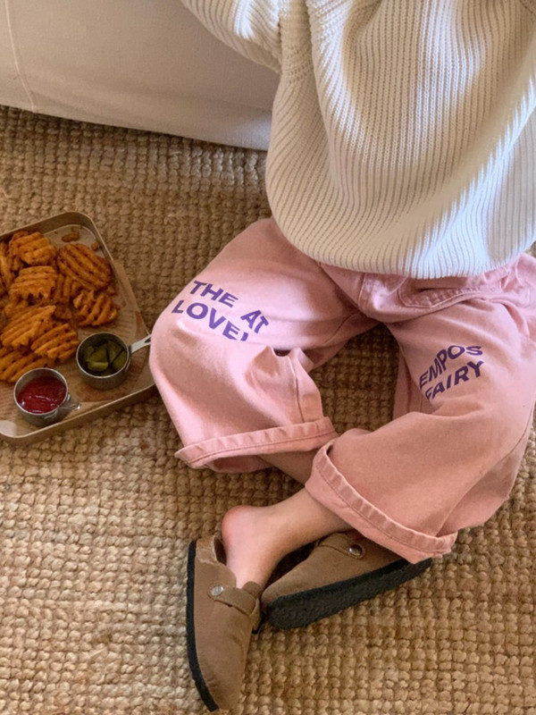 Есенно корейско издание за 2023 г. Нови момичешки панталони от кепър с щампа с букви Водно пране Меки свободни панталони за момичета