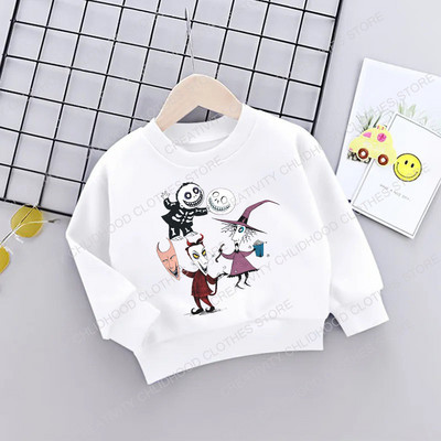 Jack Skellington Παιδικό Πουλόβερ Εφιάλτης Πριν από τα Χριστούγεννα Φούτερ με κουκούλα Παιδικά καθημερινά ρούχα Μικρό μωρό κινούμενα σχέδια για αγόρι κορίτσι φούτερ