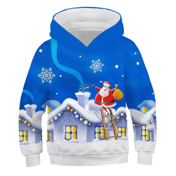 Kawaii Hoodies Χριστουγεννιάτικα 3d Print Φούτερ Santa Snowmen Φούτερ για αγόρια κορίτσια Unisex Φούτερ με κουκούλα Παιδική μόδα Υπερμεγέθη φούτερ