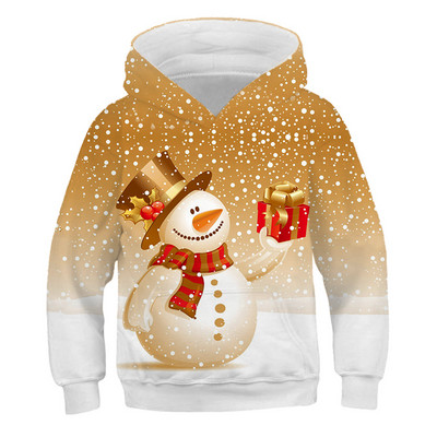 Kawaii kapucnis pulóverek karácsonyi 3D nyomtatás Mikulás Hóemberek Pulóverek Fiúk Lányok Uniszex Kapucnis pulóverek Gyerek divat Túlméretes kapucnis pulóverek