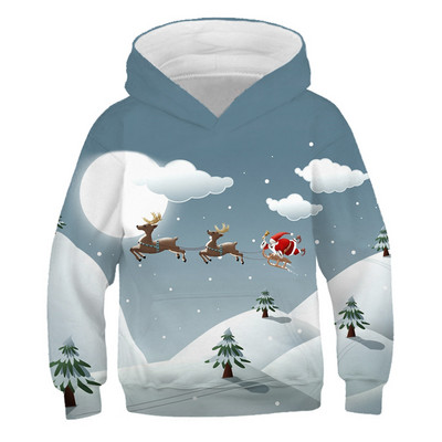 Kawaii Hoodies Χριστουγεννιάτικα 3d Print Φούτερ Santa Snowmen Φούτερ για αγόρια κορίτσια Unisex Φούτερ με κουκούλα Παιδική μόδα Υπερμεγέθη φούτερ