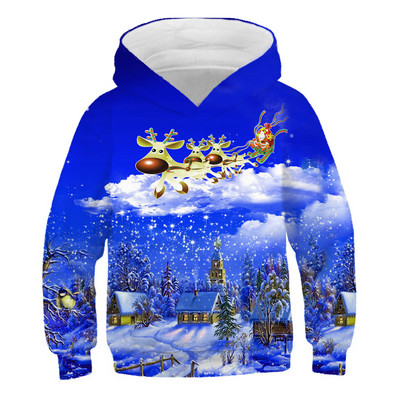 Kawaii Hoodies Χριστουγεννιάτικα 3d Print Φούτερ Santa Snowmen Φούτερ για αγόρια κορίτσια Unisex Φούτερ με κουκούλα Παιδική μόδα Υπερμεγέθη φούτερ