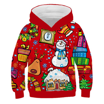 Kawaii Hoodies Χριστουγεννιάτικα 3d Print Φούτερ Santa Snowmen Φούτερ για αγόρια κορίτσια Unisex Φούτερ με κουκούλα Παιδική μόδα Υπερμεγέθη φούτερ