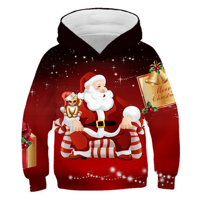 Kawaii Hoodies Χριστουγεννιάτικα 3d Print Φούτερ Santa Snowmen Φούτερ για αγόρια κορίτσια Unisex Φούτερ με κουκούλα Παιδική μόδα Υπερμεγέθη φούτερ