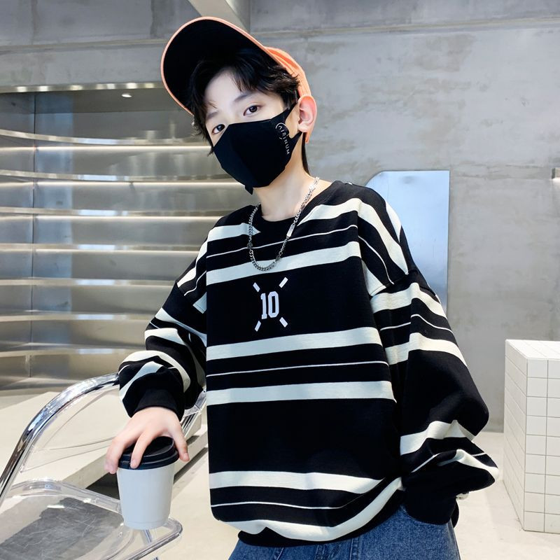 Пролет, есен, памучен суитшърт с контрастни райета за момчета, училищни, детски пуловери с писта, горнища, детско работно облекло с джъмпер 5-16 години