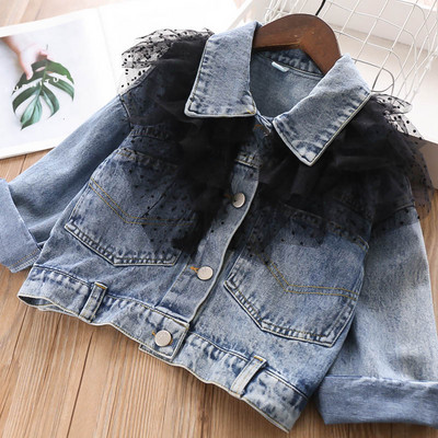 New Girls Denim Jacket Fashion INS Girls Clothes Coat Μοναδικού σχεδίου Cake Gauze Παιδικά ρούχα για κορίτσια Outwear 309425