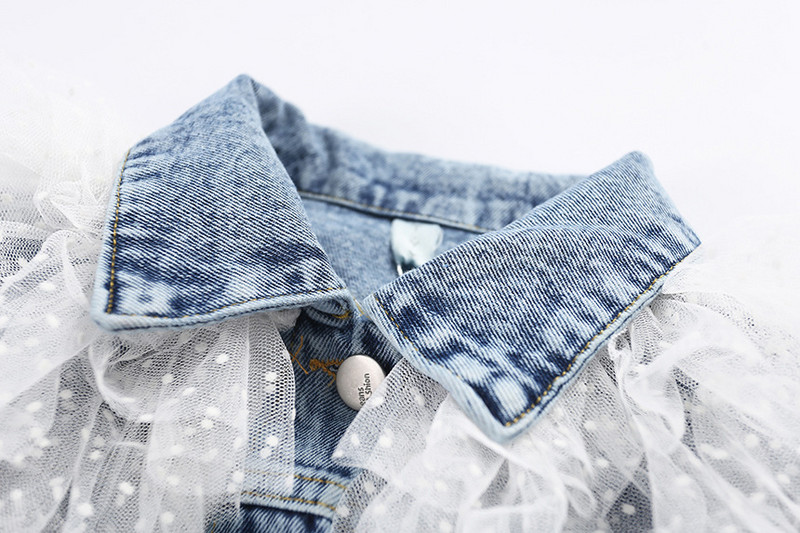 Ново дънково яке за момичета Мода INS Дрехи за момичета Палто Уникален дизайн Торта Марля Детско облекло за момичета Връхни дрехи 309425