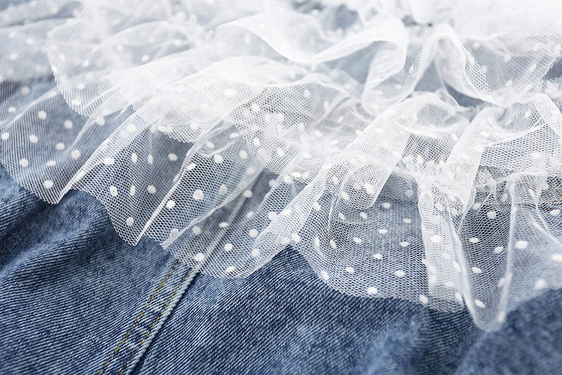 Ново дънково яке за момичета Мода INS Дрехи за момичета Палто Уникален дизайн Торта Марля Детско облекло за момичета Връхни дрехи 309425