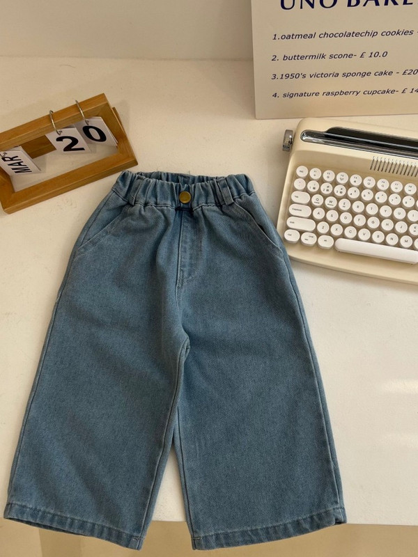 2023 Пролет Maitian сезон Корейско издание Детски дънкови панталони с широки крачоли за момчета и момичета Панталони Harun за свободното време за деца