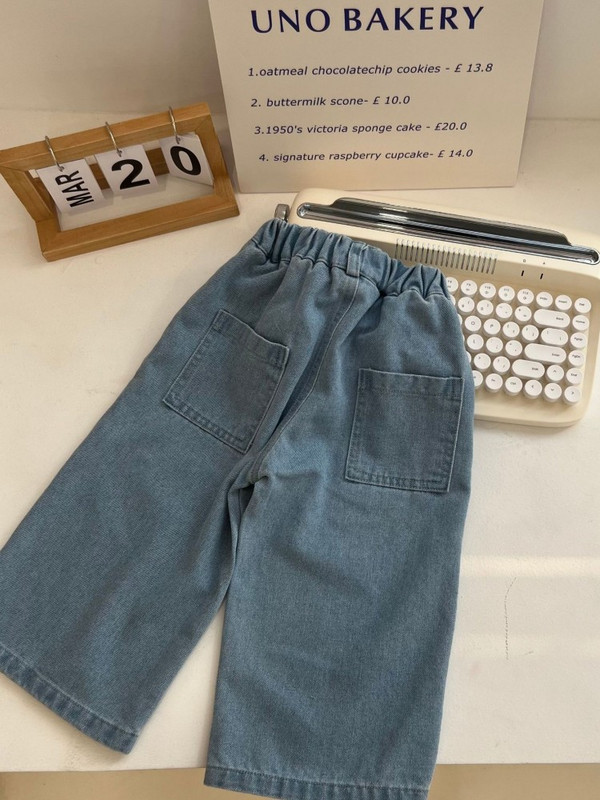 2023 Пролет Maitian сезон Корейско издание Детски дънкови панталони с широки крачоли за момчета и момичета Панталони Harun за свободното време за деца