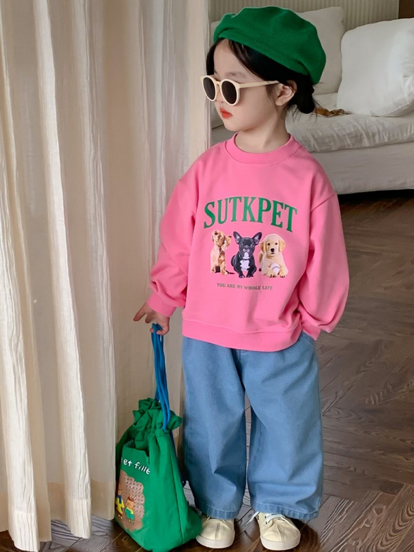 2023 Пролет Maitian сезон Корейско издание Детски дънкови панталони с широки крачоли за момчета и момичета Панталони Harun за свободното време за деца