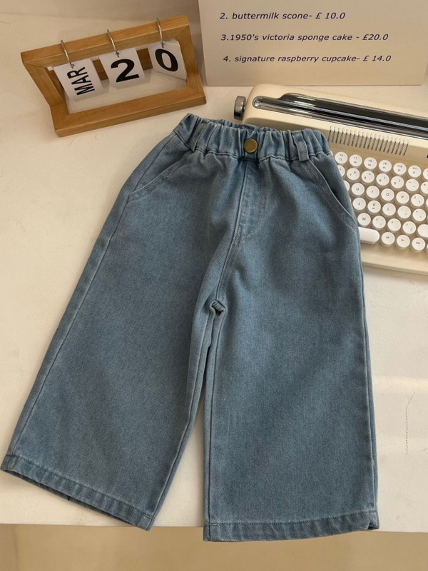 2023 Пролет Maitian сезон Корейско издание Детски дънкови панталони с широки крачоли за момчета и момичета Панталони Harun за свободното време за деца