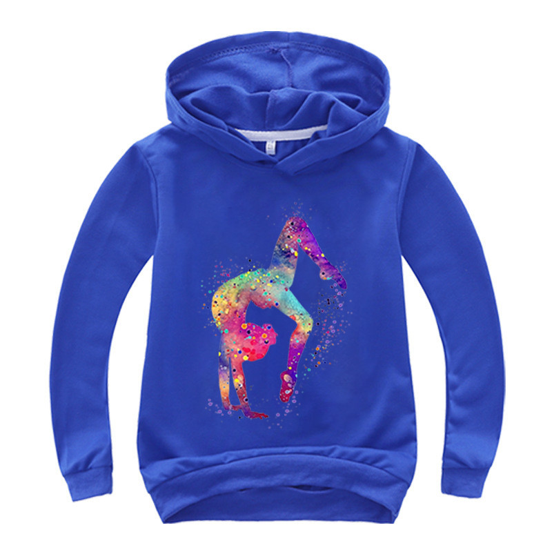 Акварелни гимнастически анимационни качулки Детски суичъри за момчета Пуловер Връхни дрехи Суитъри с качулка Момичета GYM Streetwear Суичъри с качулка Дрехи за момчета