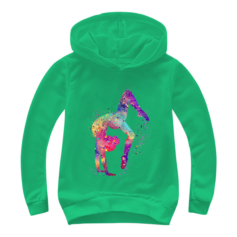 Акварелни гимнастически анимационни качулки Детски суичъри за момчета Пуловер Връхни дрехи Суитъри с качулка Момичета GYM Streetwear Суичъри с качулка Дрехи за момчета