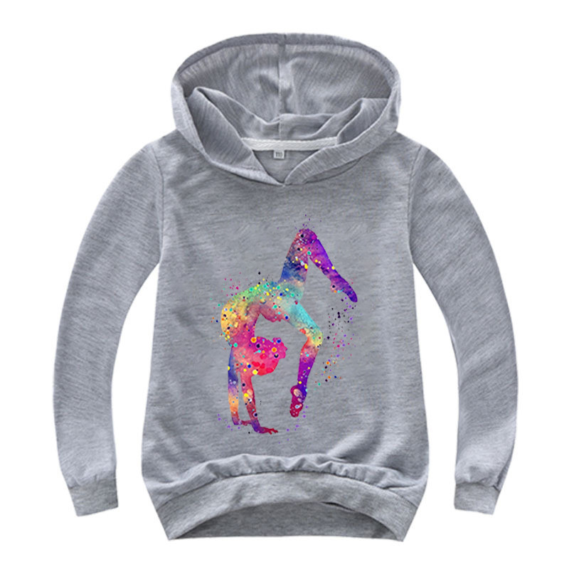Акварелни гимнастически анимационни качулки Детски суичъри за момчета Пуловер Връхни дрехи Суитъри с качулка Момичета GYM Streetwear Суичъри с качулка Дрехи за момчета