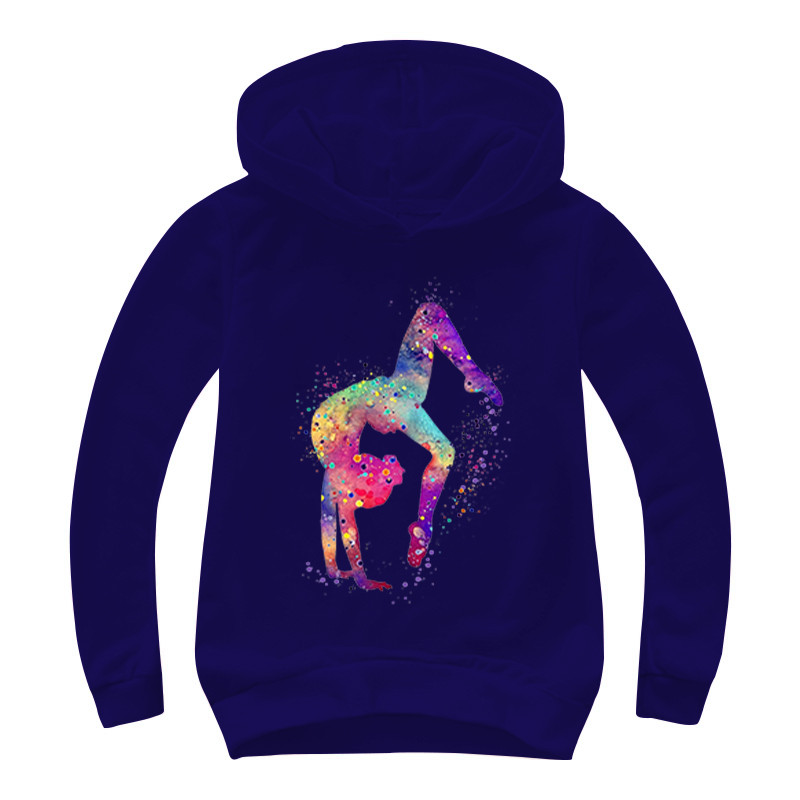 Акварелни гимнастически анимационни качулки Детски суичъри за момчета Пуловер Връхни дрехи Суитъри с качулка Момичета GYM Streetwear Суичъри с качулка Дрехи за момчета